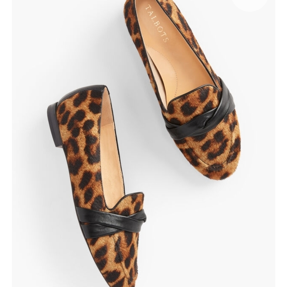 Talbots Leopard-Print Penny Loafers in Brown and Black